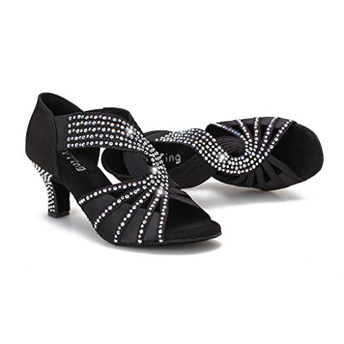 Rhinestones Ballroom Dance Shoes Women Latin Salsa Practice Wedding Indoor Crystal Shoes 2.5in Heels YT052