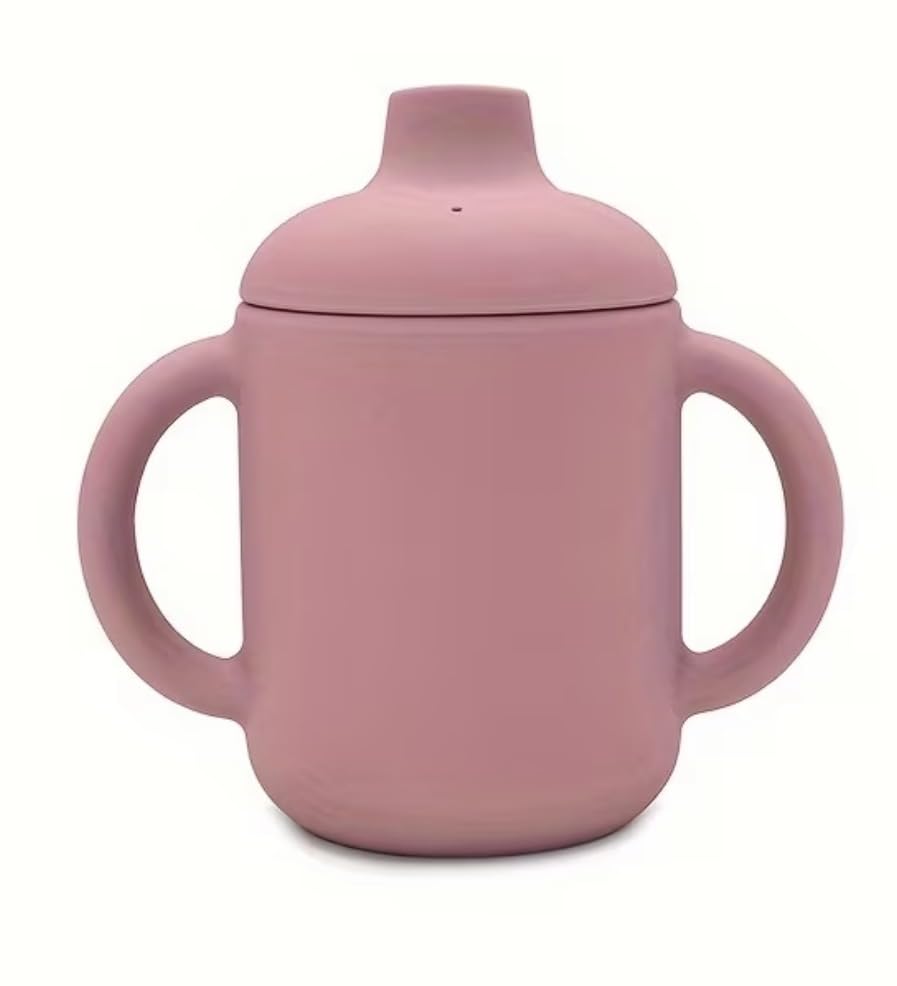 Sella Products Silicone Sippy Cup for Babies & Toddlers, 120ml Training Cup with Handles, 100% Food Grade, BPA Free Weaning Cup for Water & Milk (Dark Pink)