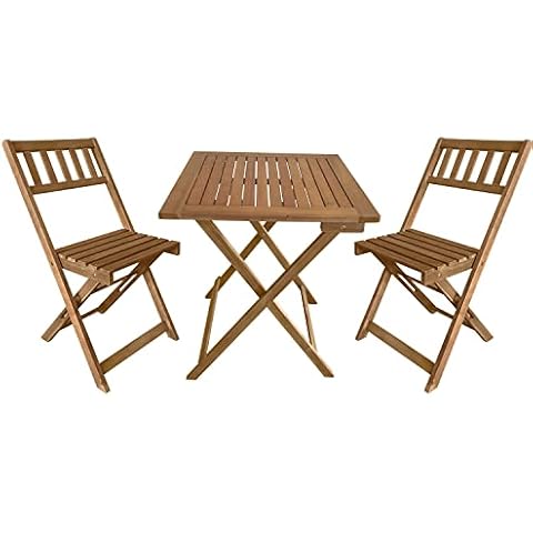 FDW 3-Piece Acacia Wood Folding Patio Bistro Set Cover