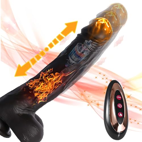 Adult Relaxing Toy 9.4 Inch Realistic Silicone Dick Wand 6 Vibration Modes and 3 Thrusting with Strong Suction Cup for Hands-Free Play - 05B2b