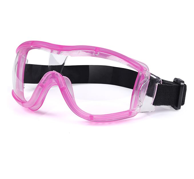 TIAKNAE Kids Safety Goggles, Kids Lab Goggles,Soft silicone nose cushion and adjustable, Perfect for Nerf Gun(1 Pack, Pink)