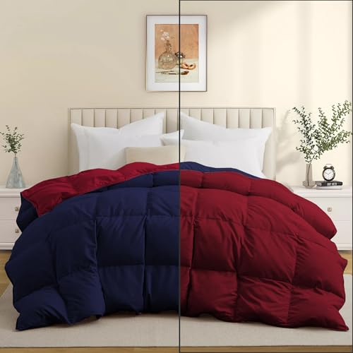Image of Duel Tone Luxury Comfort 500 GSM Winter Comforter Double Bed Size 90 inchX100 inch - Quilt for Heavy Winter Comforter 500 GSM Microfiber Fill - Duvet /Blanket Double Bed - Navy Blue /Burgundy Color