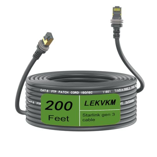 Starlink Gen 3 Cable 200 ft, Waterproof Replacement Cable for Sta...