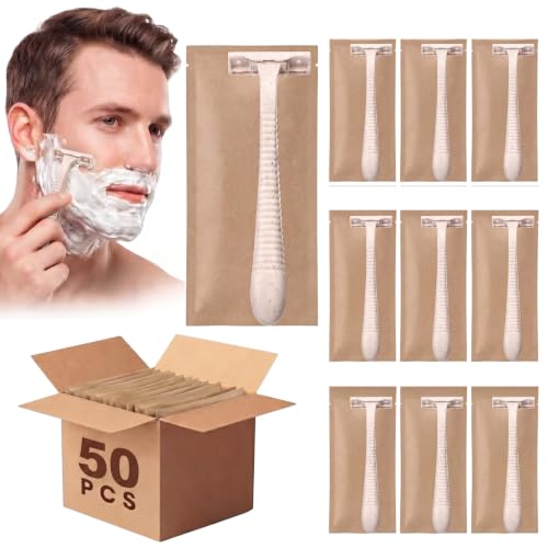 LemonRoad 50 Pcs Individually Wrapped Disposable Razors Bulk for Women Men