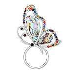 SENFAI Abalone Paua Shell Butterfly Magnet Brooch Perfect Gift Eyeglass Holder (Silver)