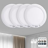 Bojim 4 Pack Rechargeable Motion Sensor Ceiling Light with Remote Wireless Magnetic LED Lights, Battery Operated Stick On Ceiling Shower Lights Renter Friendly for Closet Bedroom Hallway