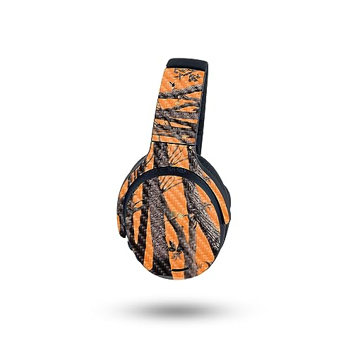Image of MightySkins Carbon Fiber Skin Compatible with Skullcandy Crusher ANC 2 - Orange Camo | Protective, Durable Textured Carbon Fiber Finish | Easy to Apply