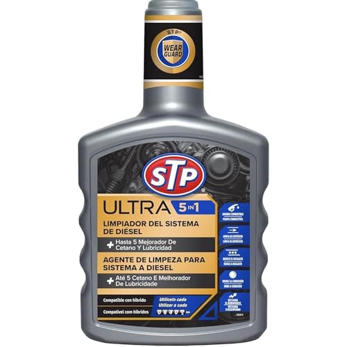 Tratamiento limpiador ultra wearguard coche diesel 5 en 1 de 400 ml stp, reduce las emisiones del tubo de escape