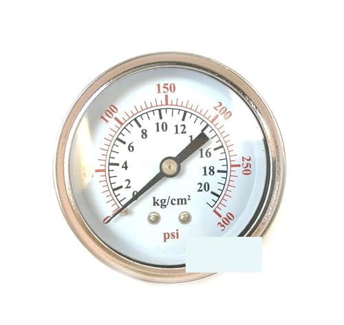 Manomètre de pression 0-300 PSI 1/4" NPT avec cadran 2 pouces et connexion arrière centrale