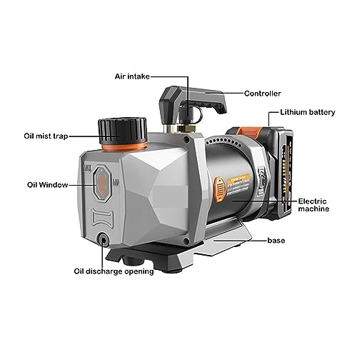 Bomba de vacío BUUBO, 1/2 HP, 2,5 CFM, para refrigerante, entrada 1/4", refrigeración automotriz y aire acondicionado, funciona con batería de 18 V miniatura 3