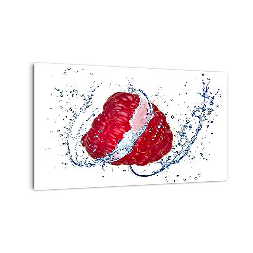 Küchenrückwand aus Echtglas | Motiv"Wasser um Erdbeeren" | Maße 80x50 cm | verschiedene Motive im Digitaldruck | Wandpaneele, Spritzschutz &