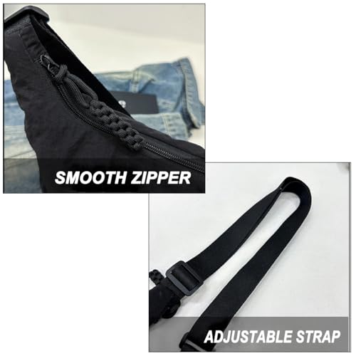Bolso bandolera para mujer, tela nylon negro miniatura 4