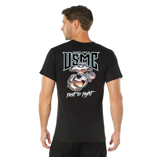 T-shirt United States Marine Corps Rothco USMC First to Fight en coton noir