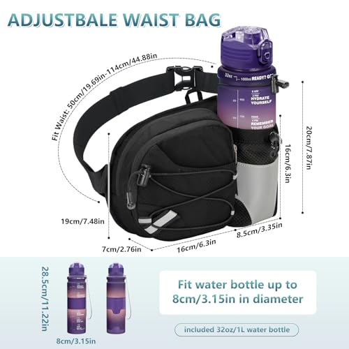 Riñonera deportiva sin rebote con botella de agua impermeable para correr 2