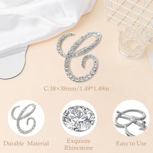Image of Rhinestone Initial Brooch Pin for Women, Alphabet Gold Letter Brooch A-Z with Crystal, Metal Pin for Hat Bag Dress Suit Accessory for Men