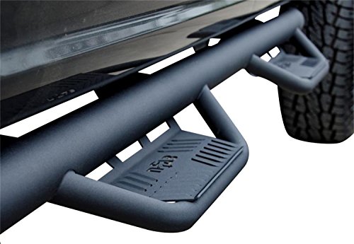 RealTruck Podium LG Steps for Ford F-150 | Cab Length, Stainless Steel, Textured Black | HPF0989CC-TX | Fits 2009-2014 Ford F-150/Raptor/Lobo SuperCrew, SRW Gas.