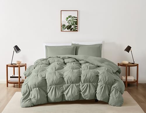 TRULY SOFT Cloud Puffer Green Microfiber 2-Piece Twin Comforter Set, Solid Themed, for Men and Women, Oeko-TEX Certified Confidence