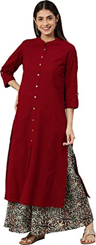 Image of Yash Gallery Womens Cotton Kalamkari Print Kurta Palazzo Set Ethnic Wear