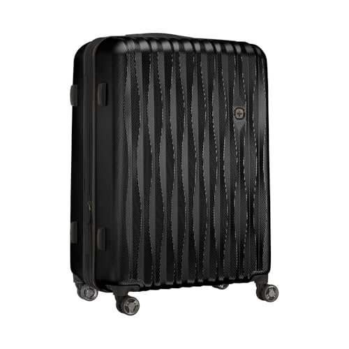 WENGER Energie Large Hard-Shell Suitcase with 4 Wheels, Trolley, Large, 106 (120) l, Security Lock, Women Men, Travel Vacation, Black, 653598