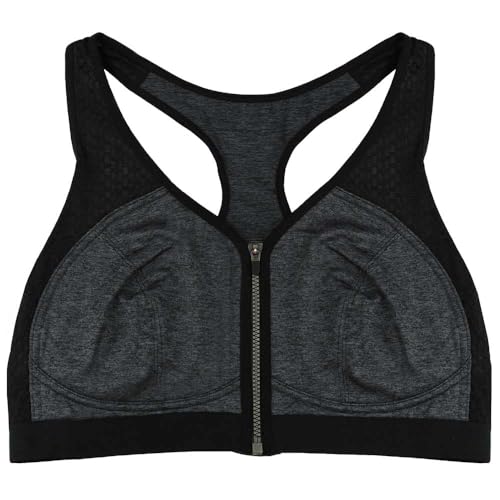 Sujetador deportivo con cremallera frontal Liv Lingerie sin aros en negro y gris