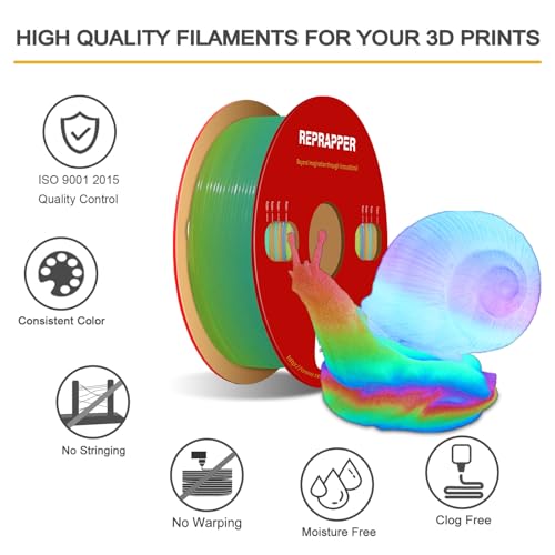 Image of RepRapper Glow in the Dark Green PLA Filament 1.75mm (+- 0.03mm) 2.2lb (1kg) for 3D Printer, Phosphorescent Glow PLA Rainbow, Multicolor