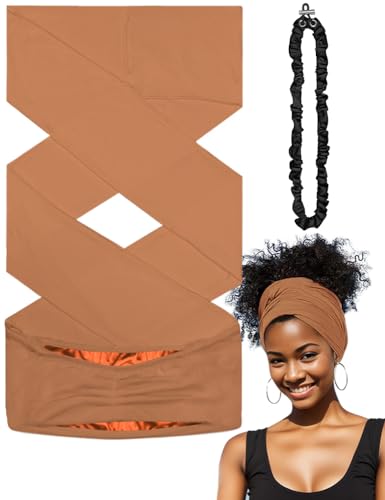 Ababalaya Elegante Turbante Aberto Forrado de Cetim para Mulheres Unissex Faixas de Treino Antiderra