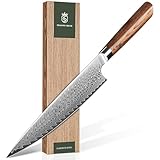 couteau cuisine acier damas Couteau en acier Damas de haute qualité : Ce couteau de chef en acier Damas de qualité supérieure offre un excellent tranchant et une grande durabilité. Il est idéal pour couper la viande, les légumes et les herbes. La lame de 22 cm assure une coupe précise et sans effort.