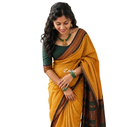 Image of Gadwal Cotton Silk Checked Saree for Women | Pure Kalyani Cotton Checked Saree with Zari Border Tassels & Blouse | Kanjivaram Linen Silk | Handloom Weave
