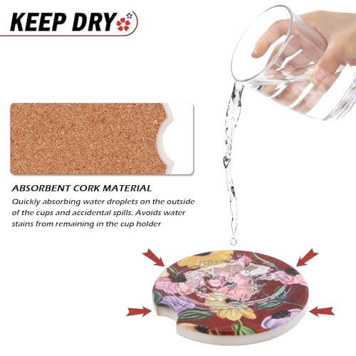 50% Off Absorbent Car Cup Holder Coasters with Floral Pattern - Image 4