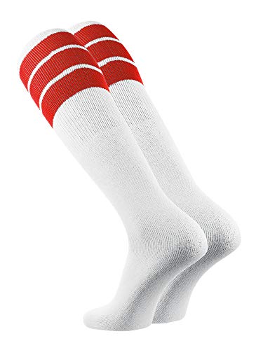 Image of TCK Retro Tube Socks with Stripes for Men & Women - 3 Stripe, 70's 80's Deadlift Socks