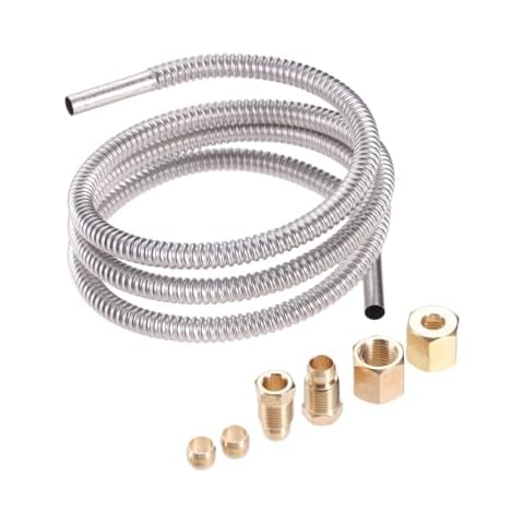 ETERMETA 1/4'' Pilot Tube with Fitting Kit, 36 Inch 1/4 Inch OD Stainless Steel Flexible Flex Tubing with Compression Fittings M10x1 Male Female Nut for Natural Gas Propane Appliances Cover