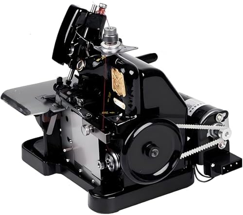 Heavy Duty Serger Sewing Machine - Handheld Coverstitch Overlock Machine for Leather & Fabrics, Durable Metal Frame, Perfect for Professional & Home Use (Green)