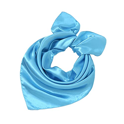Yizelli 23.6 Inches Square Neck Scarf Satin Handkerchief Hair Band Solid Color Head Wraps for Women