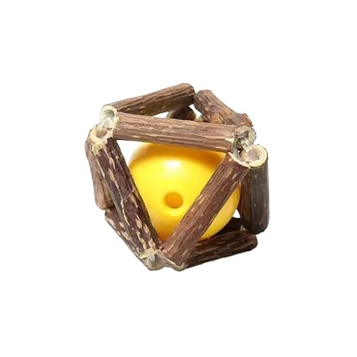 猫用ツルドクダミボール, 天然木製おもちゃ, 3サイズ展開 (Φ4.5cm/6.5cm/7.5cm), 歯のケア・運動促進, タイガーミント入り, 口腔衛生ボール プラスティックボール入り (小, ベルボール入り)