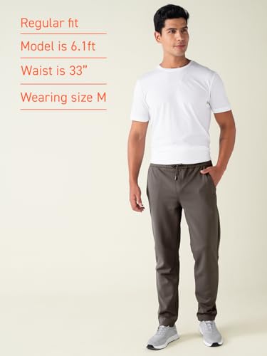 Image of DAMENSCH Men Mid Rise Regular Fit Cotton Blend Solid Moisture Wicking Antimicrobial Zipper Pocket Super Comfortable Baby Terry Lounge Joggers