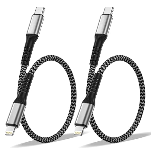 Cable USB C a Lightning 0.3M 2Pack, Cable iPhone USB C Carga Rapida Certificado MFi Apple Ca-ble Cargador Lightning USB C Nylon Ca-ble Tipo C para Apple iPhone 14 Pro Max 13 Mini 12 11 XS XR X 8 7 6
