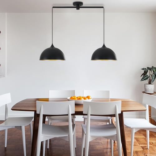 Miaybph W-7055-2BK Pendant Lights Kitchen Island, 2-Pack Dome Pendant Light Black And Gold Light Fixtures Industrial Vintage Hanging Pendant Lighting thumb #3
