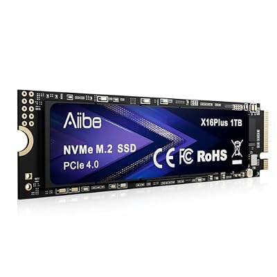 Aiibe 1TB NVMe M.2 SSD Internal Solid State Drive PCIe 4.0 M.2 2280 1TB SSD Read Speeds Up to 7450MB/s for Laptop, PC, Gaming, Video Editing, PS5