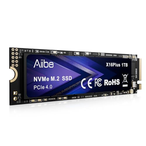 Aiibe 1TB ����SSD PCIe 4.0 NVMe M.2 2280 �ő�7,450MB/�b �Q�[�~���OSSD 1TB �����\���b�h�X�e�[�g�h���C�u �m�[�g�p�\�R�� �f�X�N�g�b�v�p - X16Plus