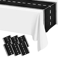 6 Stück Rennstrecke Tischläufer, 35 x 274 cm Kunststoff Einweg Boden Boden Tischläufer für Racing Car Party, Zwei schnelle Racer Junge Geburtstag Party Supplies
