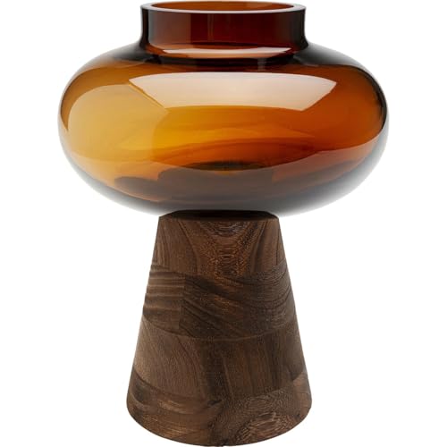 Kare Jarrón de diseño Earthy, marrón, 21 cm, Cristal, florero, decoración, Hecho a Mano, Recipiente para Flores