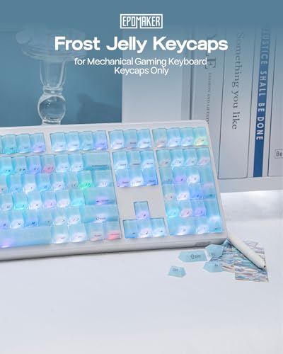 Image of EPOMAKER Frost Jelly Keycaps Set, 126 Keys Forged Carbon Fiber Keycaps | Cherry Profile, ABS+PC, MX-Style Compatible for 61 /68 /84 /87 /98 /100 /104 /108 ANSI Layout Mechanical Gaming Keyboards (Blue)