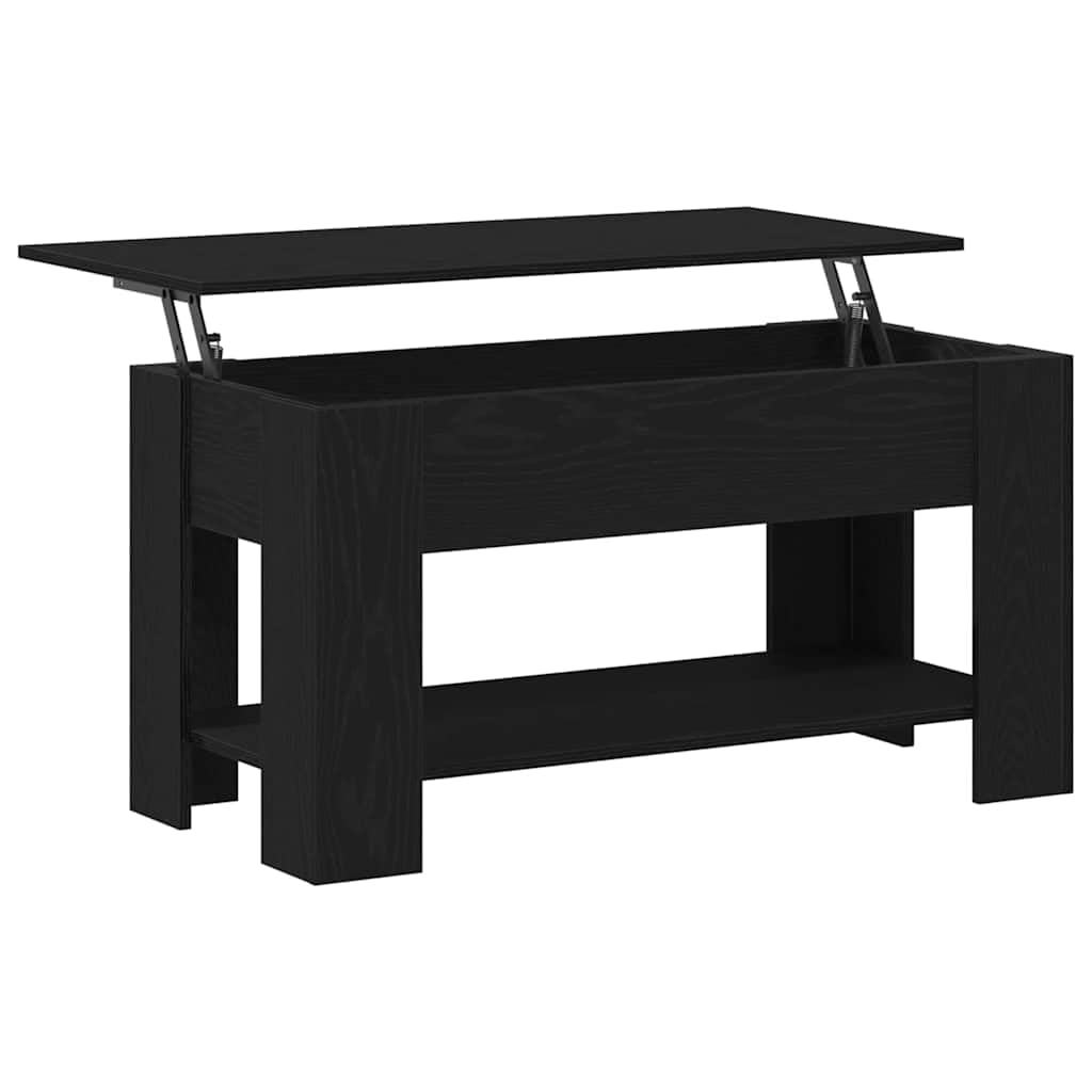 Mesa de centro de roble negro 101 × 49 × 52 cm, estantería, madera, patas ajustables en altura, moderna, salón, dormitorio y oficina