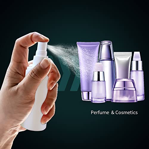 5 Pack Plastic Spray Bottles Travel Spray Bottle Reusable Empty Plastic Spray Bottle Double Cap Protection Perfume Essential Oil Travel Cleaner Botanical Cosmetic Bottle. (100ML-White)3