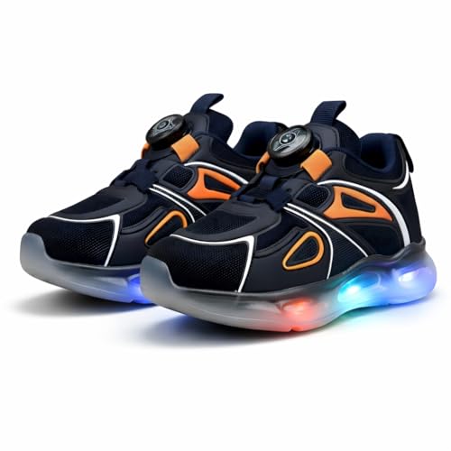Image of HOOH Kids LED Light Up Shoes with Auto-Lace Drawstring Closure, Breathable Mesh Sneakers for 1 Years to 12 Years Boys and Girls