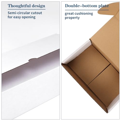 Image of ZBEIVAN 8x4x3 White Shipping Boxes Set of 50, Corrugated Cardboard Mailer Boxes for Packaging Small Business Mailing Gifts