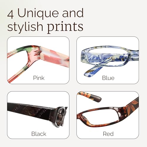 Image of Gaoye 4-Pack Blue Light Blocking Reading Glasses - Non-Prescription Readers for Women, Stylish Lightweight Frames in 4 Patterns