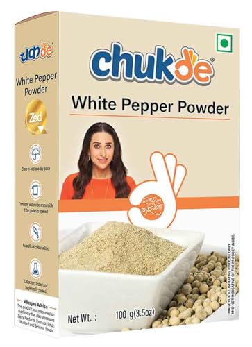 Image of Chukde - Safed Mirch Powder - White Pepper Powder - Aromatic Spice for Cooking - Authentic To Enhance Flavor of Dishes - Perfect for Soups, Sauces, and Seasoning - 100 Gm (Pack of 3)