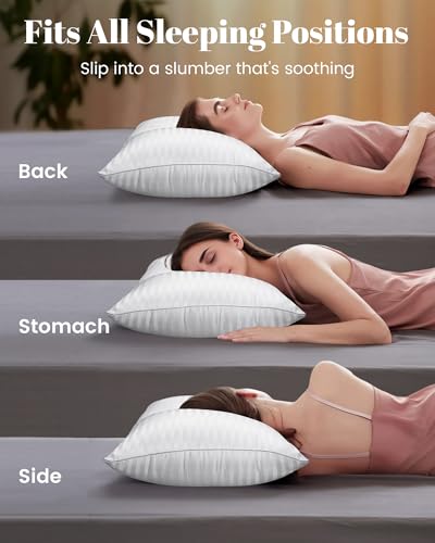 Oreiller à soufflet Qnoon lot de 2 coussins blancs pour lit - 6