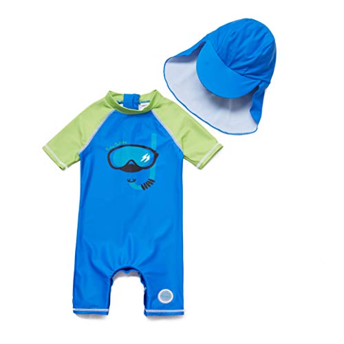 ADAVERANO Baby Boys One-Piece Sunsuits/Swimsuits S/S UPF 50+ Sun Protection (Glasses, 24-36Months)